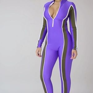 Purple and Gray Jumpsuit